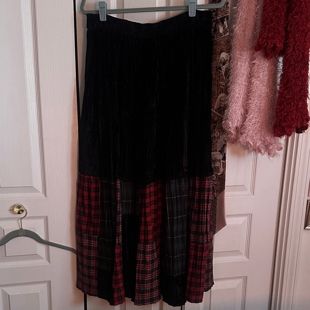St. John's Bay Black and Red Plaid Maxi Skirt